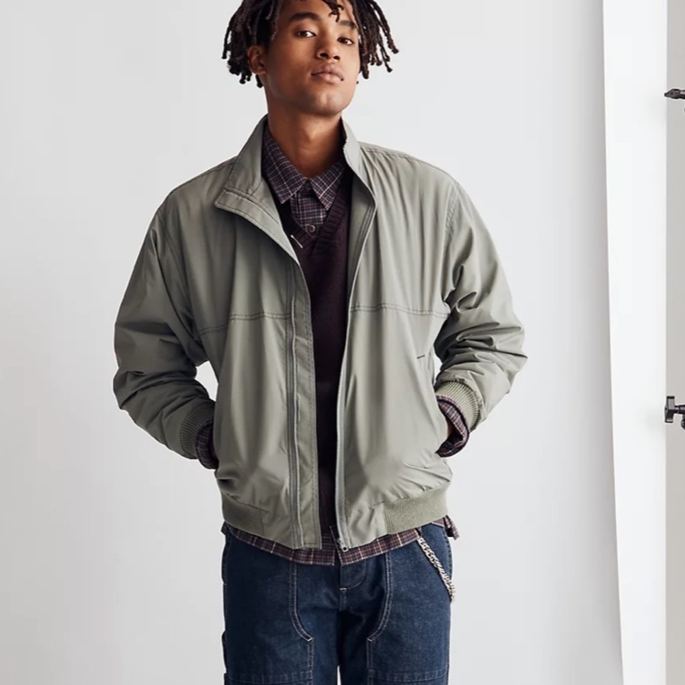 Madewell fleece lined bomber jacket distant grove green